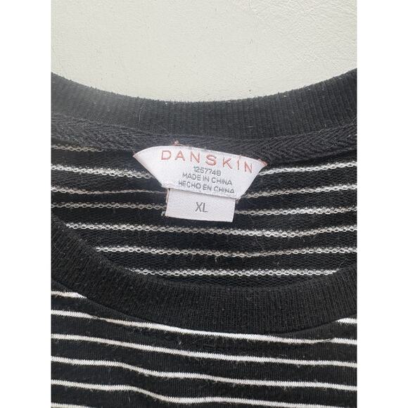 DANSKIN Sweatshirt Women's long sleeves Thumb holes Striped Black/white Sz XL - Picture 2 of 6